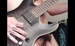 Hot Stud Playing Guitar While Stroking Massive Cock Tattoos Veins HOT