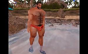 big cam heyward and his giant bulge at the beach