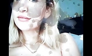 Blonde Gigantic tits and areolas Cumtribute Three cums in a row