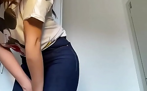 Mujer un pussy super wet cum in jeans