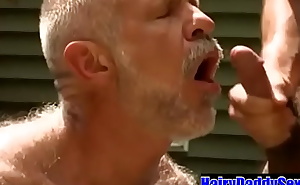 Silver daddy eating cum @HairyDaddySex XXX video 