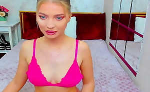 Blonde Chic Wearing her sexy pink lingerie