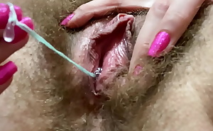 i came twice!hairy closeup masturbation