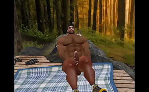 handsome hunk john urschel jerks his massive manhood in the woods