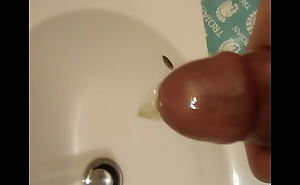 Asian Masturbation Japanese sized Penis Jerking off Cums inside condom