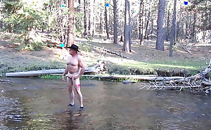 Naked bathing in the creek.