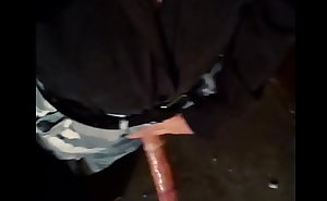 Polish Bull waiting for a date in the garage with condom on his huge dick