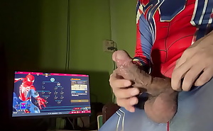 Spiderman playing his game.