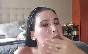 Fat whore dildo fucks her throat and gaping asshole, face spit play