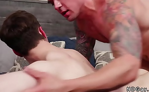 Pale gay rimmed and anal banged till he cums