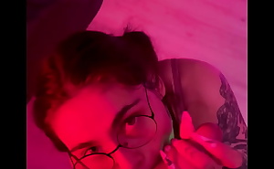 hot blowjob from a cutie brunette in glasses with beautiful eyes