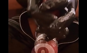 Handjob with gel and ring cock