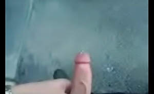 Stroking my cock outside the shop until I blow my load