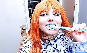 ⋆˚˖xxxᰔᩚ Redhead brushes her teeth ˚ ༘ ೀ⋆｡˚
