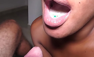 Sweet ebony lips wrapping around my dick and swallow my cum