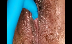 Wife's sexy hairy pussy cums from a vibrator.