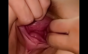 Spread pussy wide to show inside