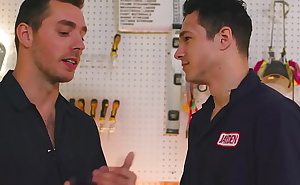 Watch and enjoy this hot and intense garage sex scene with Carter Woods and Jayden Marcos
