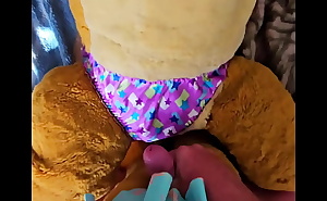 Cumming on Simba's purple panties