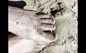 Rebecca Rubbing, Grinding, and Spreading her Toes in the Sand