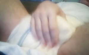 Rubbing dick in wet diaper