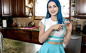 Hot and Dirty Blue-Haired Influencer Fucking Her Stepbro As a Challenge