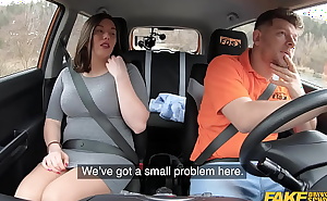 Fake Driving School big natural boobs bouncing as she fucks her driving examiner