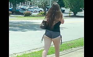 Fat plump ass in booty shorts