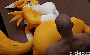 Renamon and her black daddy fucking in her office