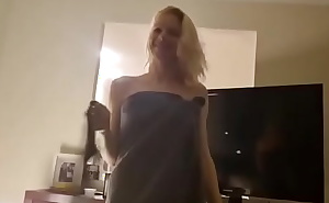 My beautiful MILF wife Alexis dancing in towel.. and yes Alexis has had open heart surgery if your wondering what the chest scar is