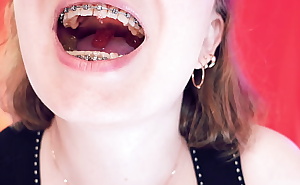 ASMR with braces - chewing jelly bears - Arya Grander - vore fetish