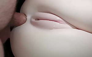 Close up, snow white ass being penetrated by a cock
