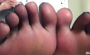 Goddess Foot Tease In Black Pantyhose With Tasty Separate Toes