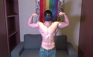 Sexy Muscle guy shows his big biceps and powerful upper body! Big horny six pack