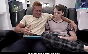 FamilyDaddy - Muscle Hunk Step Dad Fucks Step Son In Family Room - Matthew Figata, Julian Waits