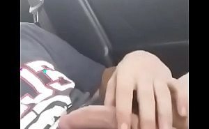 Uncut cock twitching in car