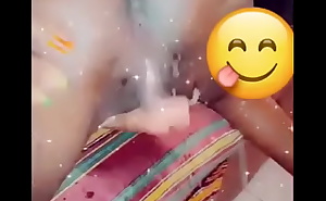 Ugandan girl with long clitoris teasing and squirting  on house party...