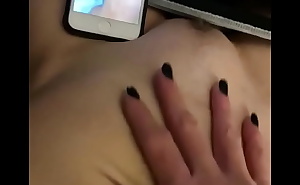 Girl rubbing pussy while watching my jackoff video