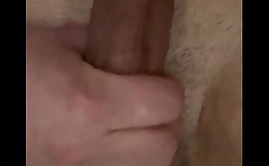 Stroking thick long cock in bed