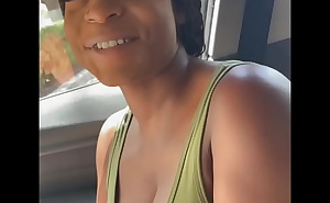 Ebony amateur Jada O gets her throat fucked in car