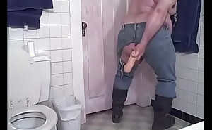 horny locked kspigbear fucks his ass with a huge dildo