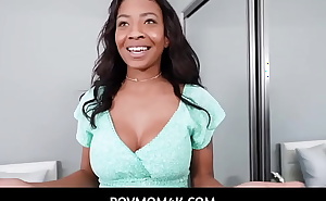 PovMom4K  -  Ebony stepmom rides her stepsons big cock and moans in delight