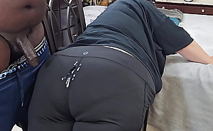 Sexy Big Ass Curvy Blonde Milf In Yoga Pants Twerking and Teasing Black Guy, Resulting In Cum On Ass (Shooting Big Load)