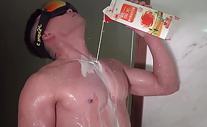 During his shower, this Asian ripped muscular model gets messy!