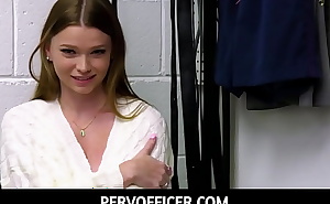 PervOfficer -  Cute Tiny Virgin Teen Shoplifter Strip Searched And Fucked To Orgasm By Officer - Mazy Myers