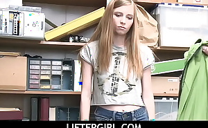 LifterGirl  -  Cute Skinny Tiny Teen Virgin Ava Parker Caught Shoplifting Has First Time Sex With Security Guard For No Cops