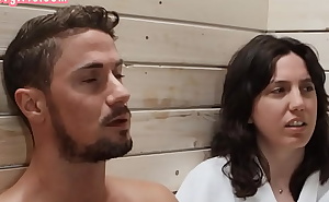 Bigass Tranny babe enjoys bareback sex with BF in sauna