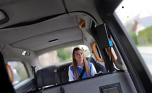 uniform babe pussyfucked in the cab outdoor