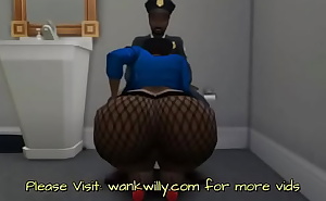 Big Black Ass Officer Fucked While Husband Waits