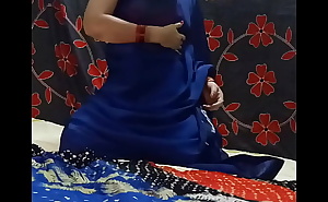 Hot girl priyanshi sharma in blue saree and red panty loud moaning